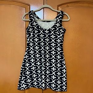 Tocca Navy and White Print Sleeveless Mini Dress (Size 4)